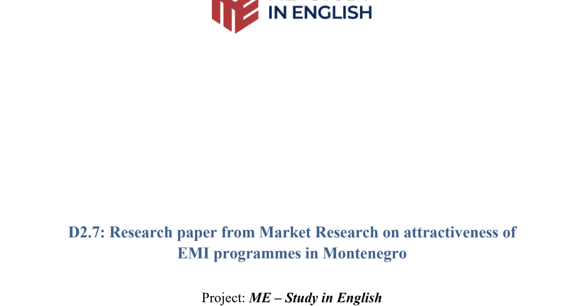 UDG Completes Major Research on the Attractiveness of English-Medium Instruction Programmes in Montenegro